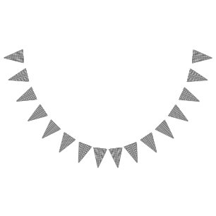 A repeating pattern of interconnected circles and bunting