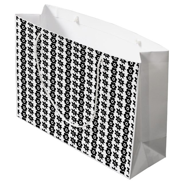 A repeating pattern of interconnected circles and  large gift bag (Back Angled)