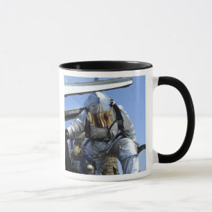 A rescue drill is performed on the flight deck mug