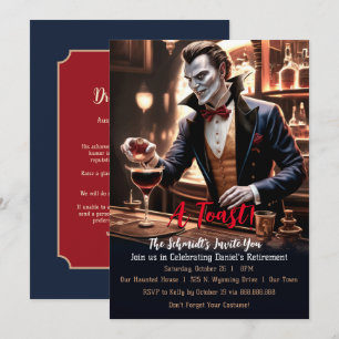 "A Retirement Toast, Humourous Vampire Theme Party Invitation