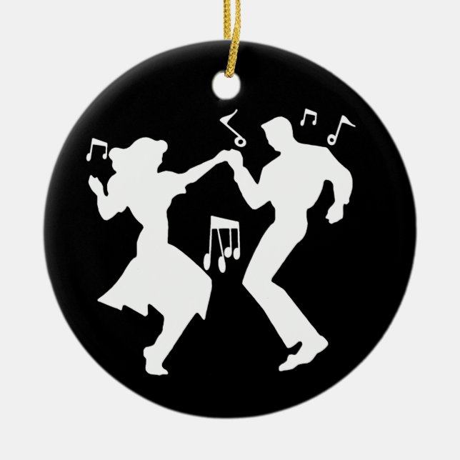 A Retro Rockin' Theme Ceramic Tree Decoration (Front)