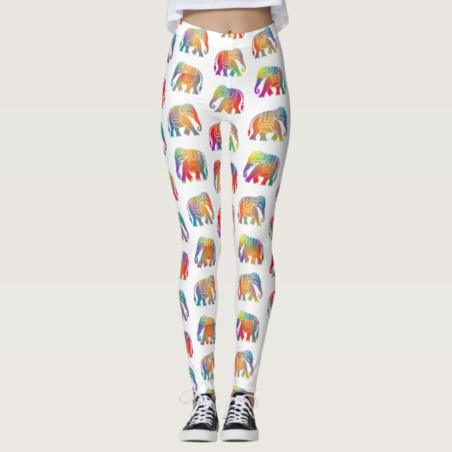 A Retro Style Elephant Design  Leggings (Front)