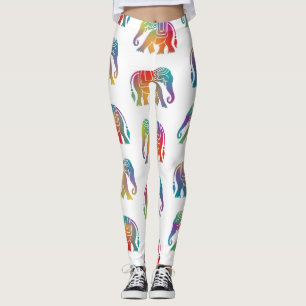 A Retro Style Elephant Design  Leggings