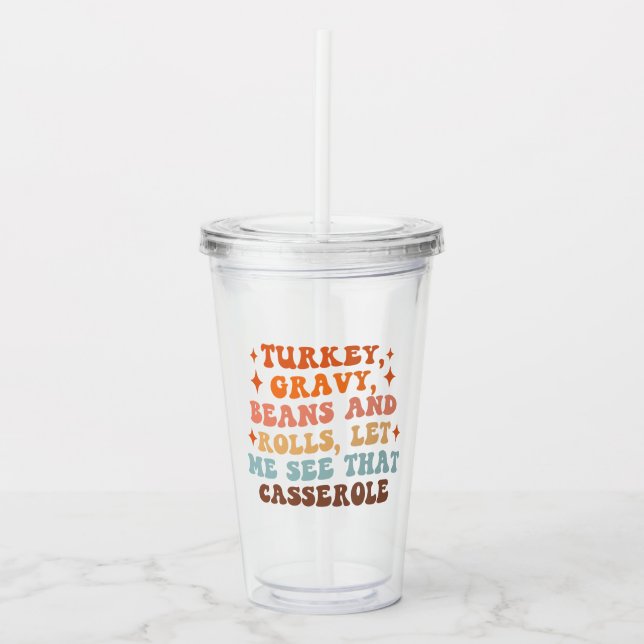 A Retro Thanksgiving Dinner Acrylic Tumbler (Front)