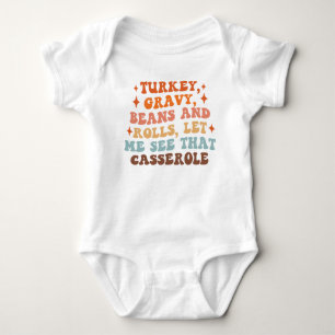 A Retro Thanksgiving Dinner Baby Bodysuit