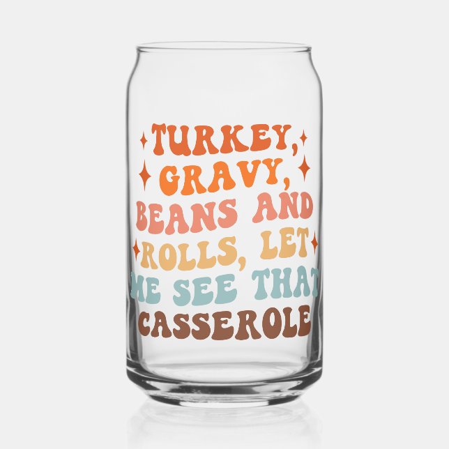 A Retro Thanksgiving Dinner Can Glass (Front)