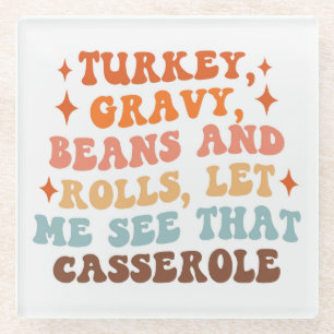 A Retro Thanksgiving Dinner Glass Coaster