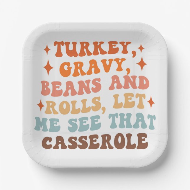 A Retro Thanksgiving Dinner Paper Plate (Front)