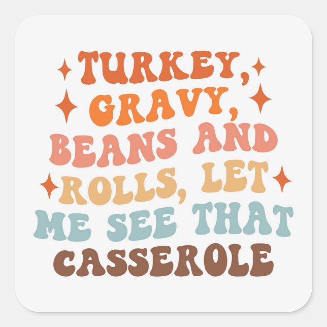 A Retro Thanksgiving Dinner Square Sticker (Front)