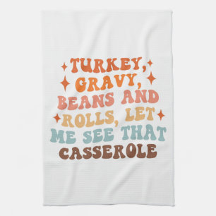 A Retro Thanksgiving Dinner Tea Towel