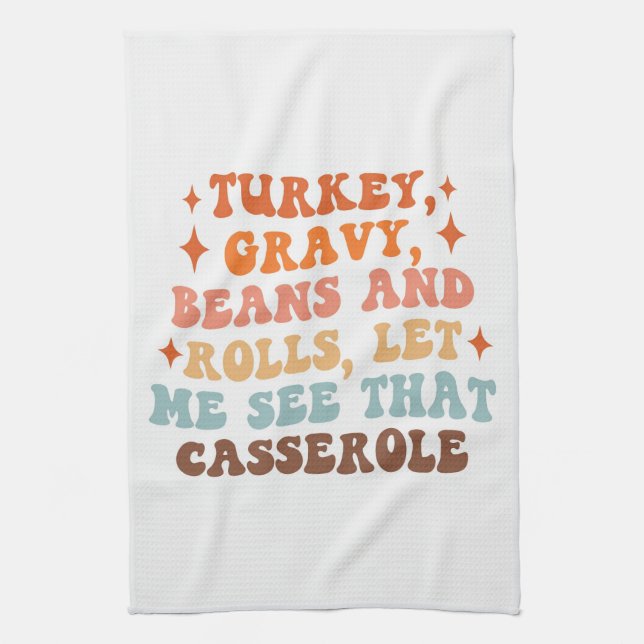 A Retro Thanksgiving Dinner Tea Towel (Vertical)