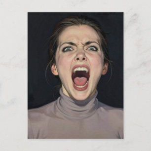 A  retro woman who is angry postcard