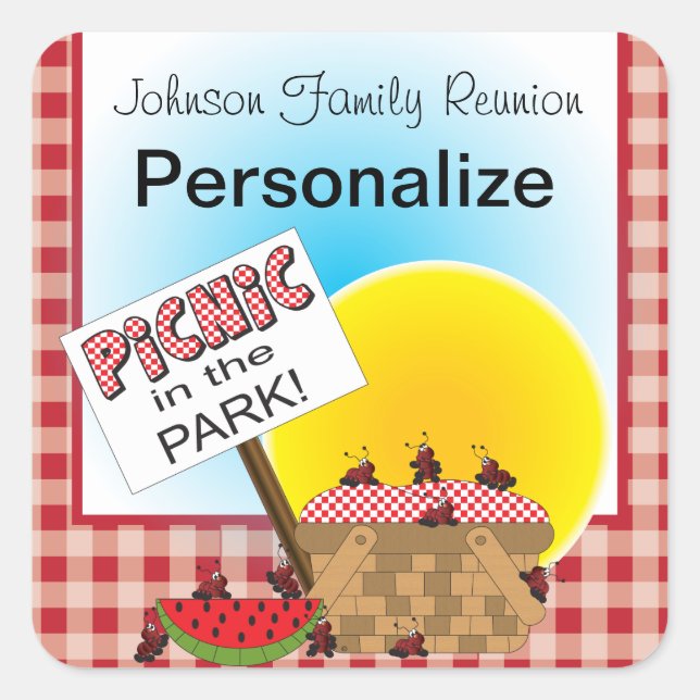 A Reunion | Picnic in the Park | Any Occasion Square Sticker (Front)