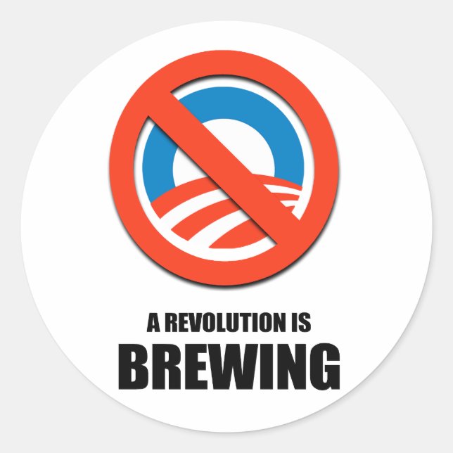 A revolution is brewing classic round sticker (Front)