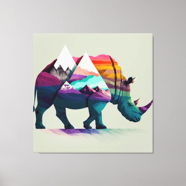 A Rhino Wall Art mixed with Nature.  (Front)