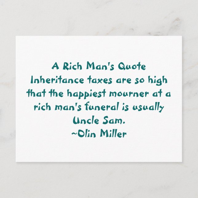 A Rich Man's Qoute Postcard (Front)