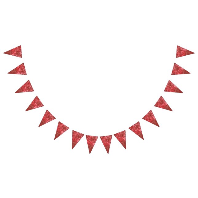 A richly patterned textile featuring vibrant red h bunting  (All)