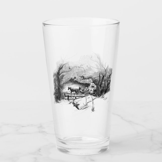 A Ride Through Central Park Glass Cup (Front)