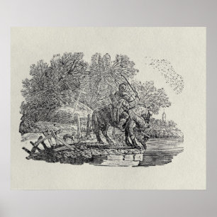 A Rider Distracted by a Flock of Birds Poster