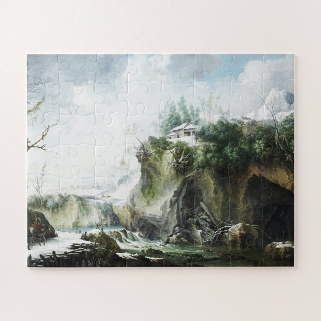 A river landscape in winter, Francesco Foschi  Jigsaw Puzzle (Horizontal)