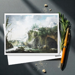 A river landscape in winter, Francesco Foschi Postcard