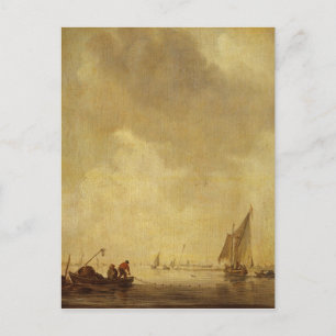 A River Scene, with Fishermen Laying a Net, 1638 Postcard