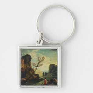 A River with Fishermen by Joseph Vernet Key Ring