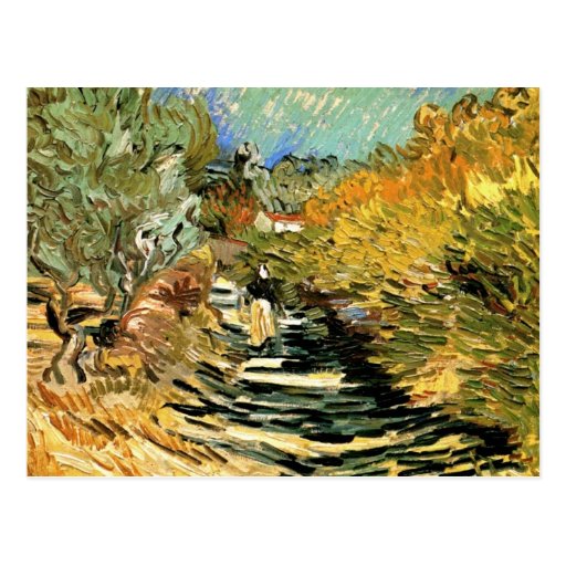 Image of A Road at Saint-Remy with a girl by van Gogh Postcard