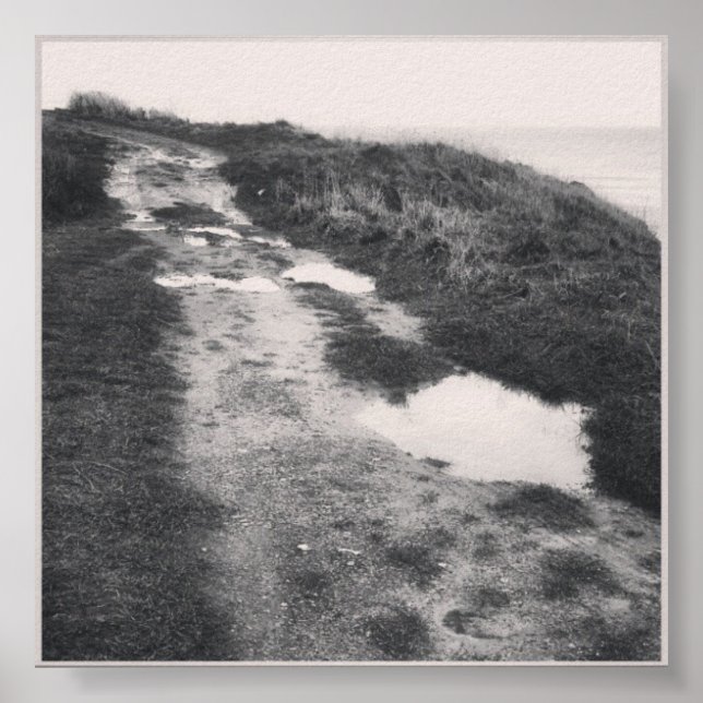 A road by the sea in black and white poster (Front)