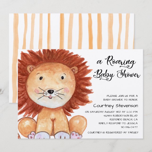 A Roaring Baby Shower Invitation (Front/Back)