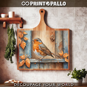 A robin on the windowsill in the countryside fall  tissue paper