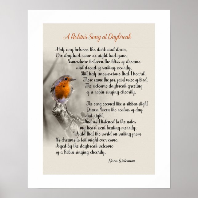 A Robin’s Song at Daybreak - Poem of N. Waterman Poster (Front)