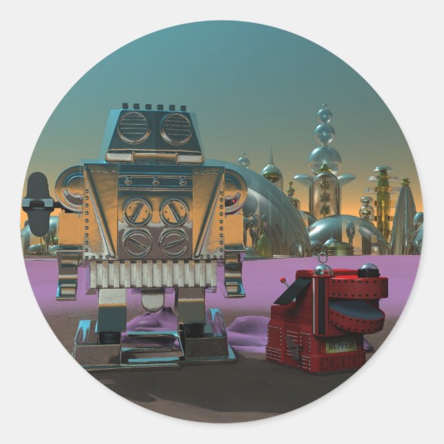 A Robot and His Dog Sticker (Front)