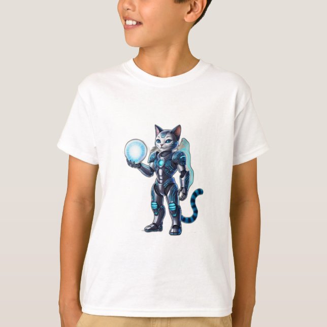 A robot cat with futuristic armour, T-Shirt (Front)