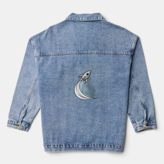 A rocket launching denim jacket (Back)