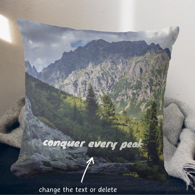 A rocky trail towards high mountain peaks cushion (Creator Uploaded)