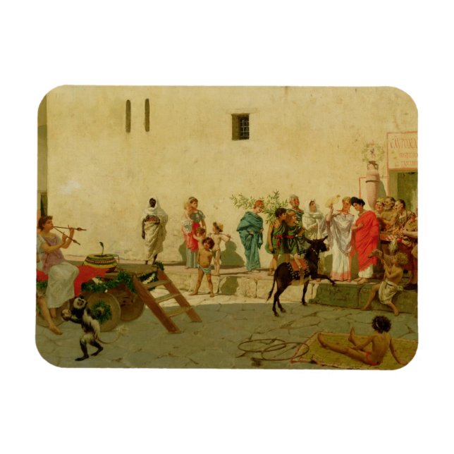 A Roman Street Scene with Musicians and a Performi Magnet (Horizontal)