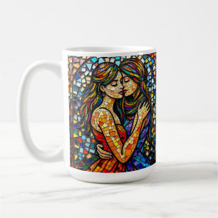 A Romantic Embrace   Mosaic Women Ai Art Coffee Mug
