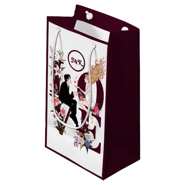 A romantic personalized Valentine’s Day Small Gift Bag (Front Angled)