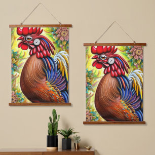 A Rooster's Magnificence - A Timeless Journey  Hanging Tapestry