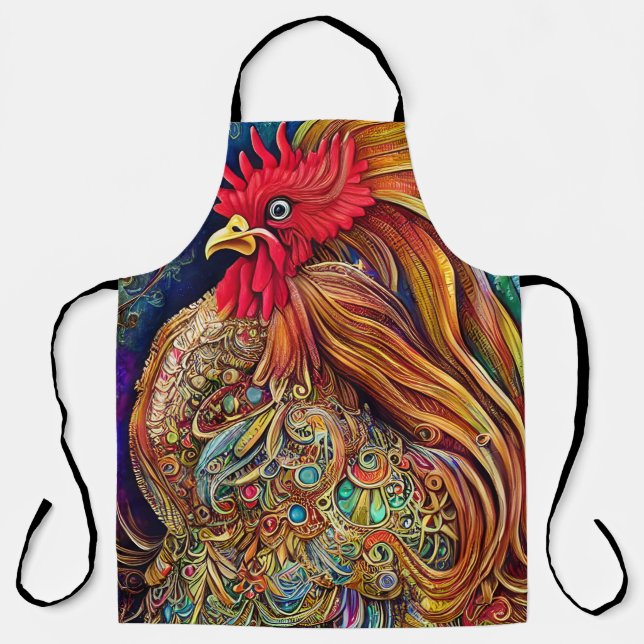 A Rooster's Regal Beauty  Apron (Front)