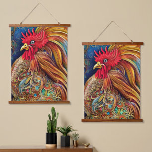 A Rooster's Regal Beauty Hanging Tapestry