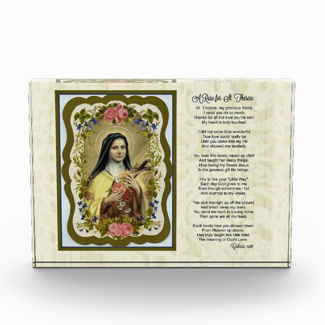 A Rose for St. Therese Poem Photo Block (Front)