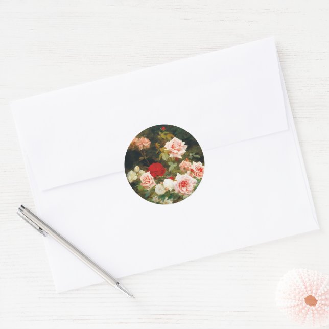 A Rose Garden (1902)  Classic Round Sticker (Envelope)