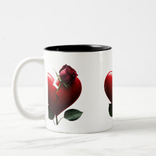 A Rose Grows from a Broken Heart  Two-Tone Coffee Mug
