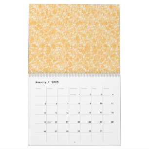A round rug with a vibrant blend of yellow and ora calendar