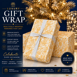 A round rug with a vibrant blend of yellow and ora wrapping paper