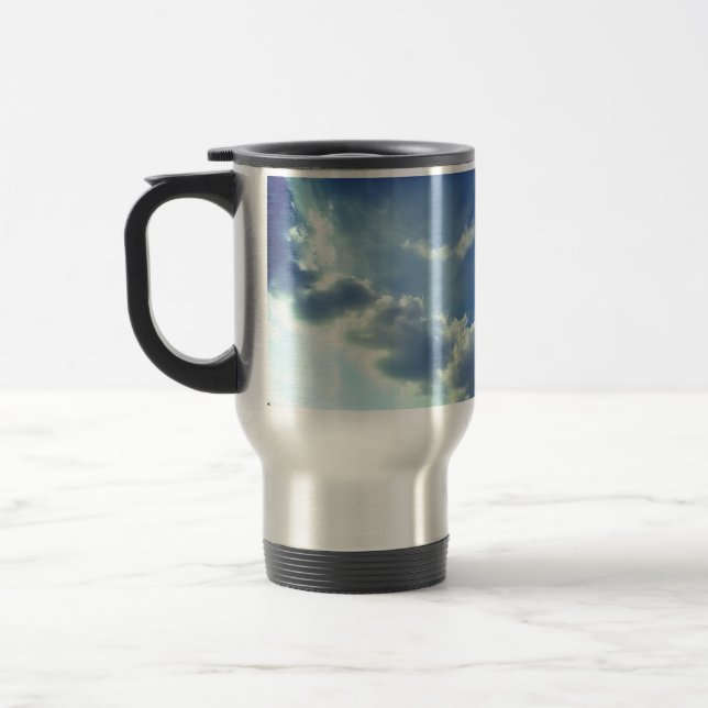 A row of clouds  travel mug (Left)