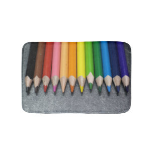 A Row of Coloured Pencils. Bath Mat