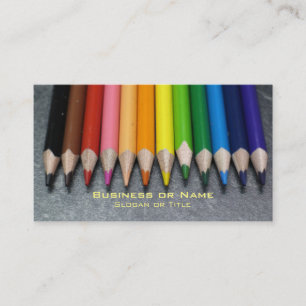 A Row of Coloured Pencils. Business Card